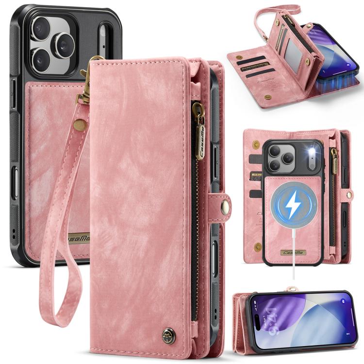 Pink CaseMe 008 detachable iPhone 17 Pro wallet stand case