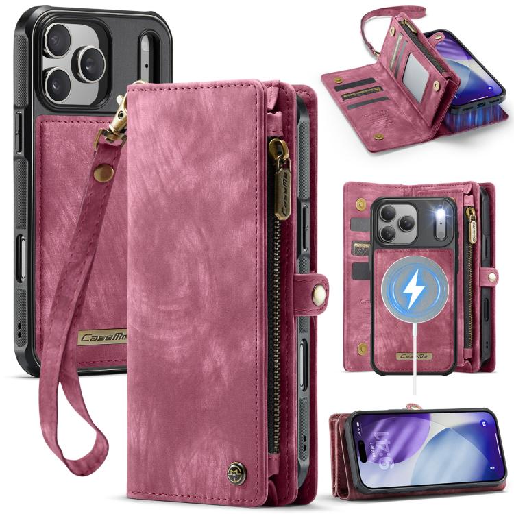 Red CaseMe 008 detachable iPhone 17 Pro Max wallet stand case