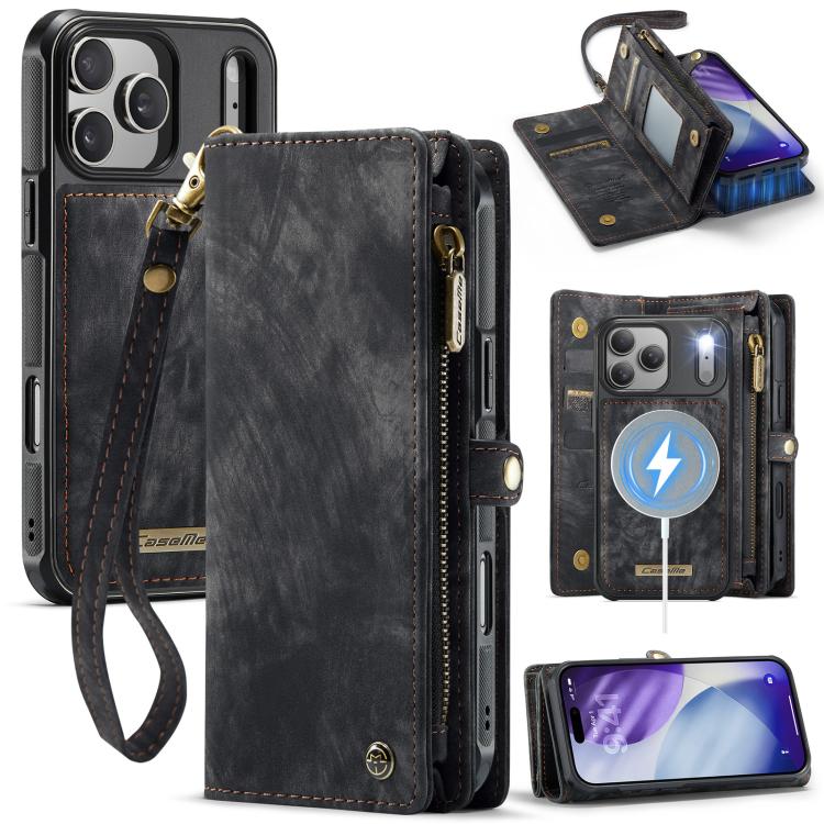 Black CaseMe 008 detachable iPhone 17 Pro Max wallet stand case