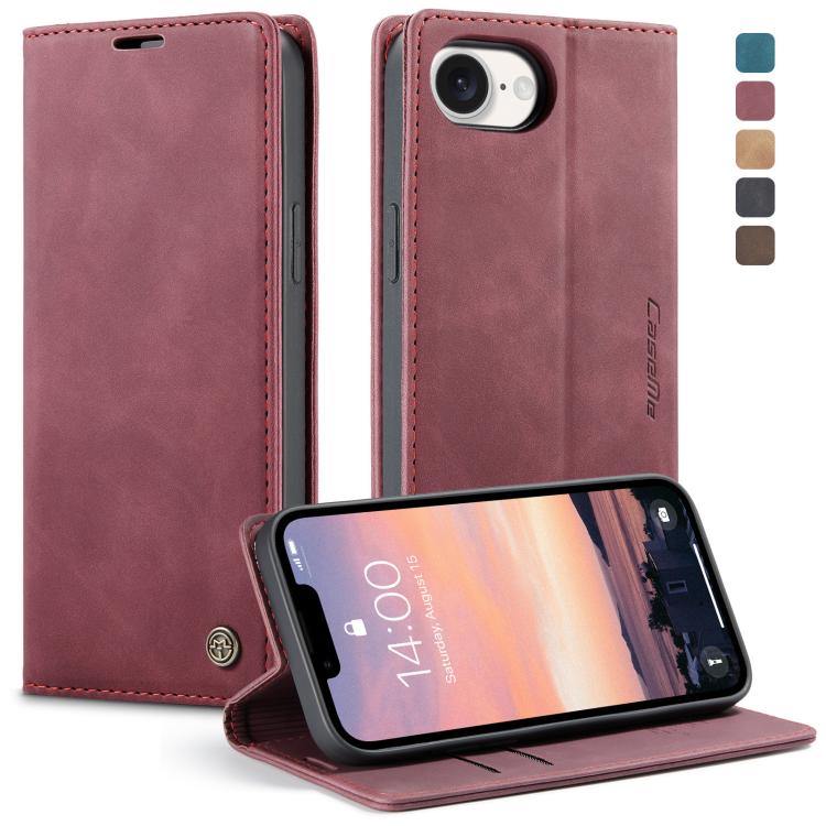 Red CaseMe 013 horizontal flip iPhone 17e and 16e wallet stand case