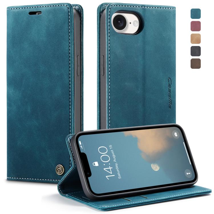 Blue CaseMe 013 horizontal flip iPhone 17e and 16e wallet stand case
