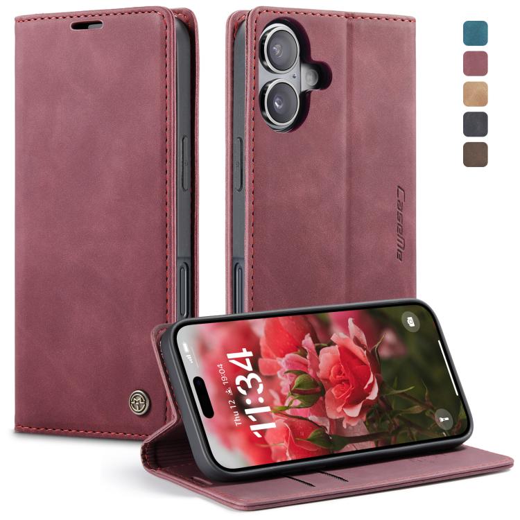 Red CaseMe 013 horizontal flip iPhone 17 wallet stand case