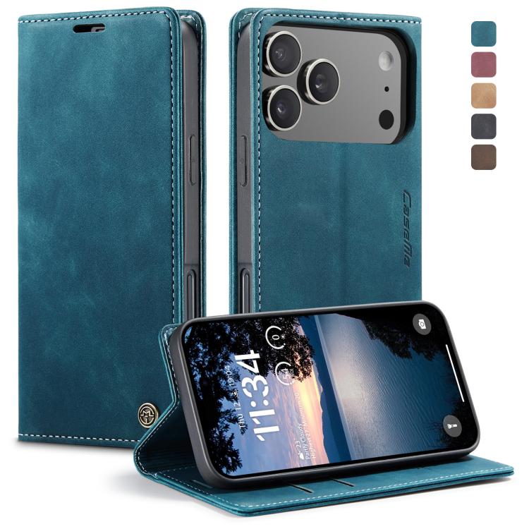 Blue CaseMe 013 horizontal flip iPhone 17 Pro wallet stand case