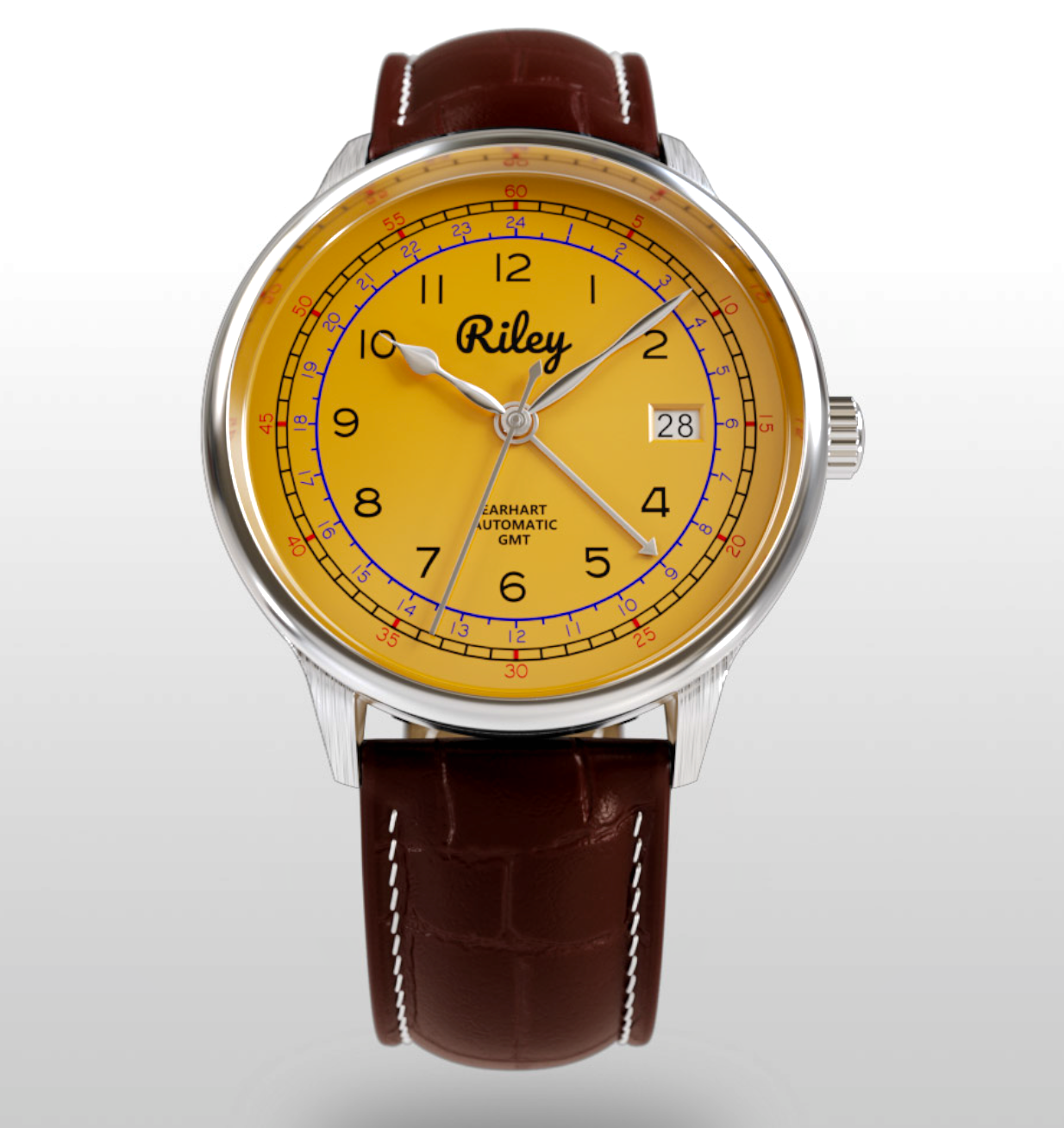 GMT watch dial detail
