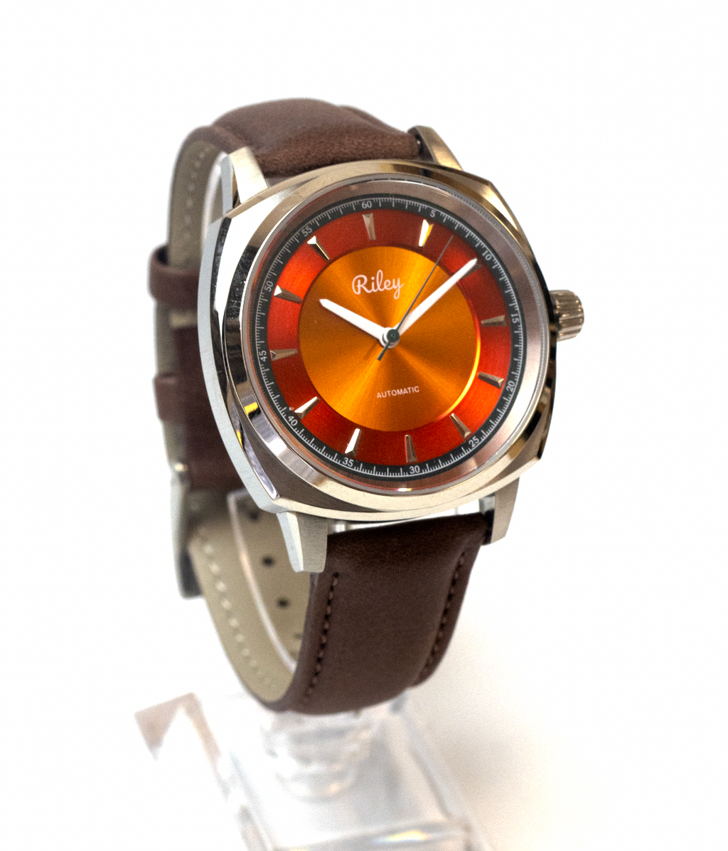 Riley Heritage Automatic leather strap watch detail