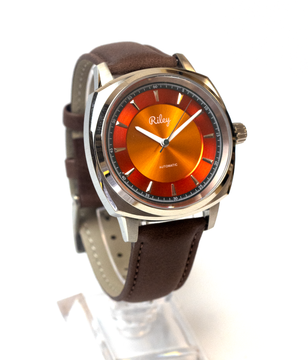 Riley Heritage Automatic leather strap watch detail