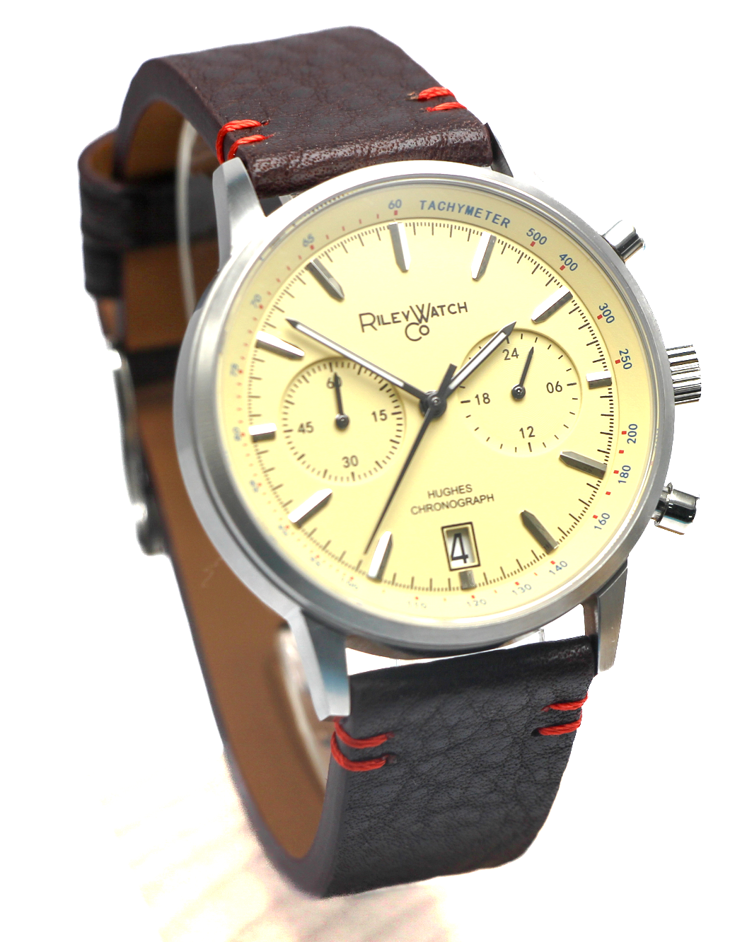 Riley Howard Hughes HH02 chronograph watch case detail