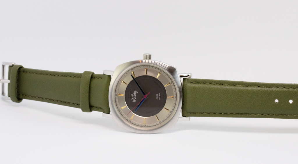 Riley Jerrie Cobb JC01 solar watch dial close-up