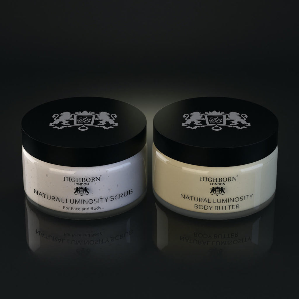 Highborn Scrub and Glow Luminosity Set premium skincare product image