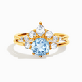 Selene blue topaz ring set in 18k gold vermeil on white background