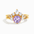Selene lavender amethyst ring set in 18k gold vermeil on white background