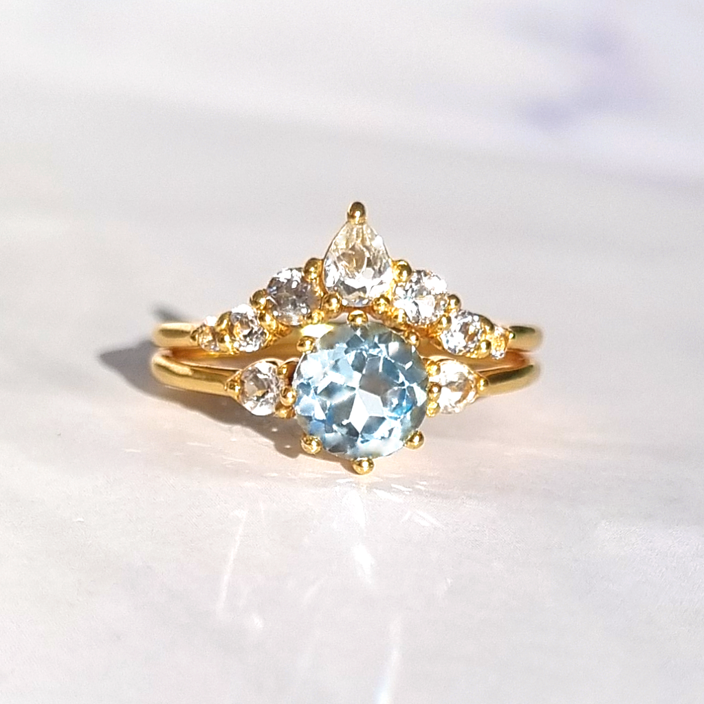 Selene sky blue topaz ring set in 18k gold vermeil product image