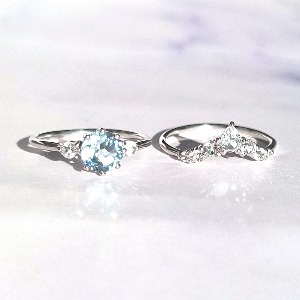 Selene sky blue topaz ring set in sterling silver separate rings image