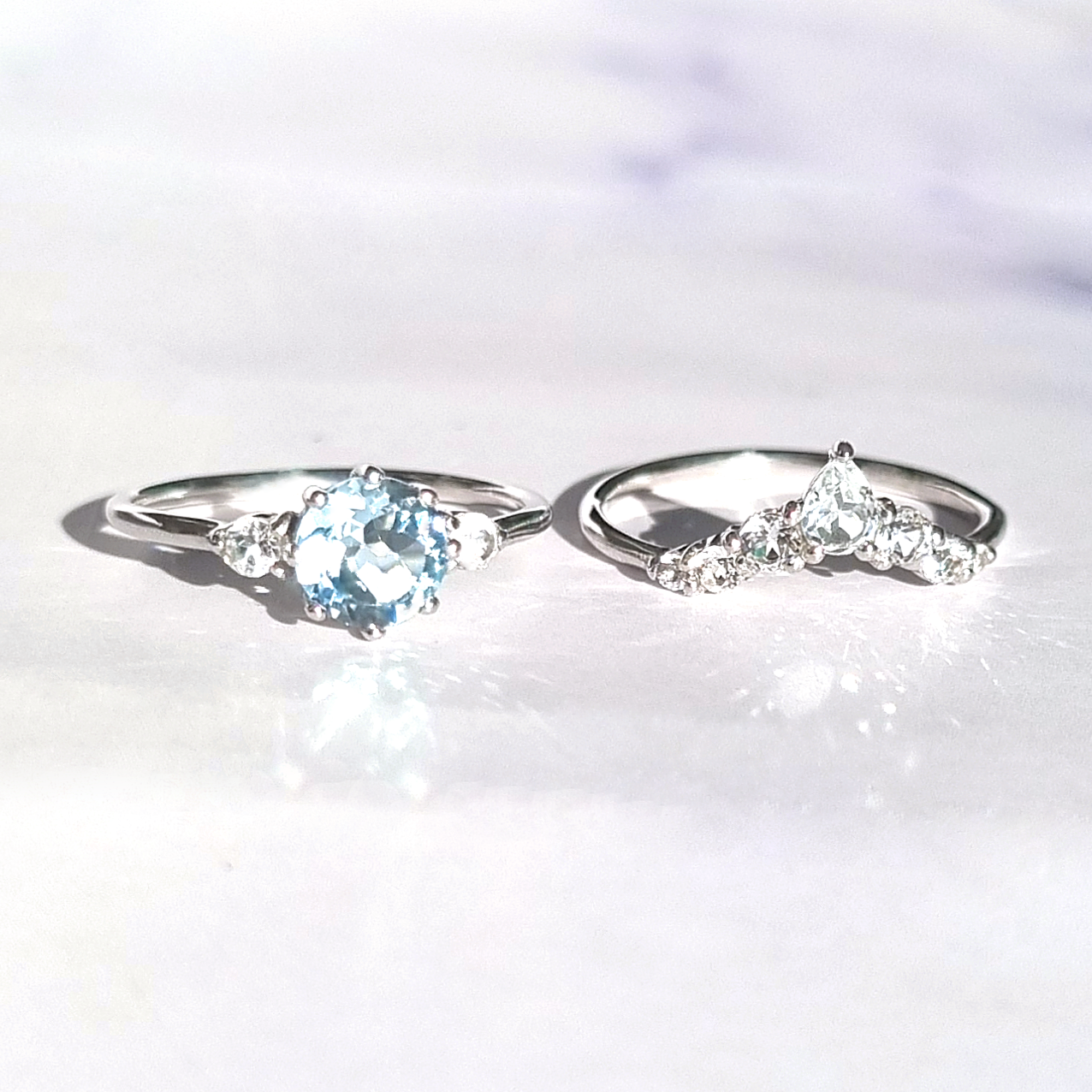 Selene sky blue topaz ring set in sterling silver separate rings image