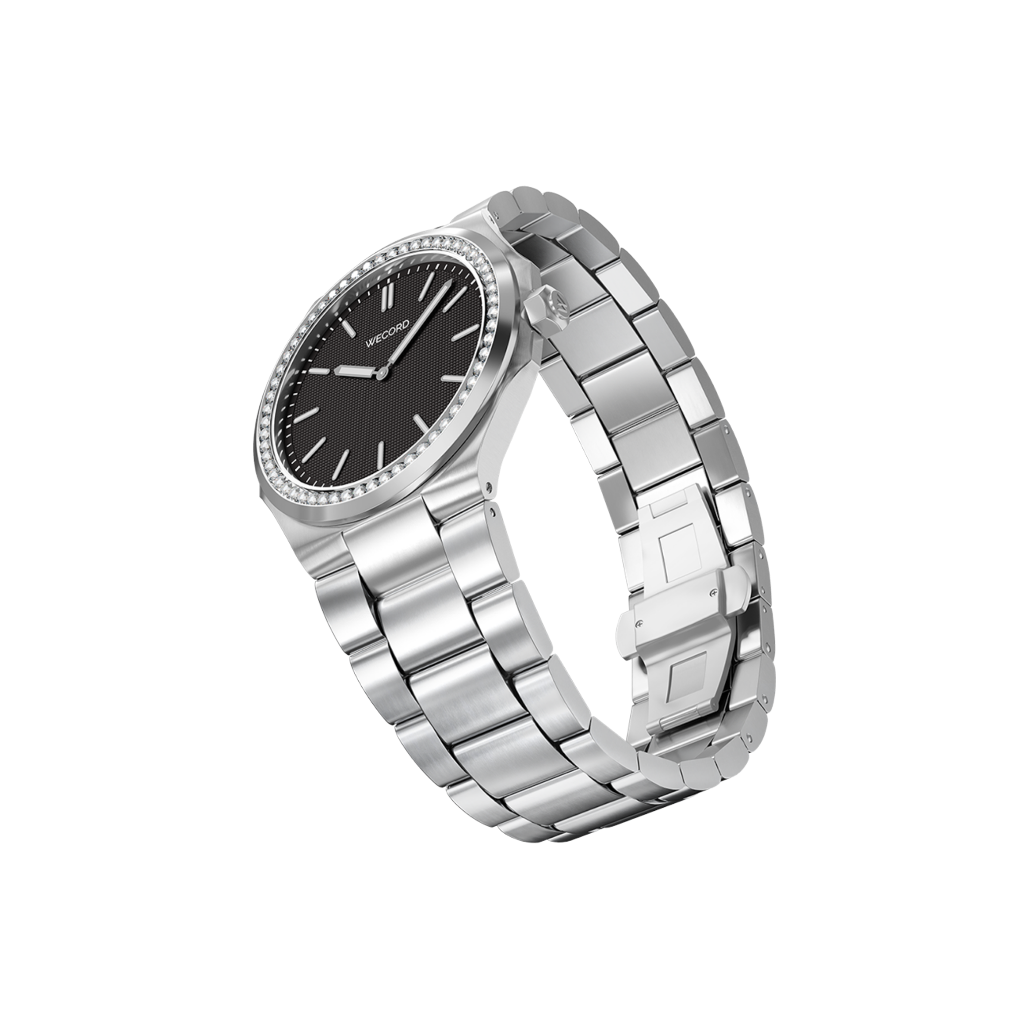 Wecord London Oliver Small Diamond watch side view in Black