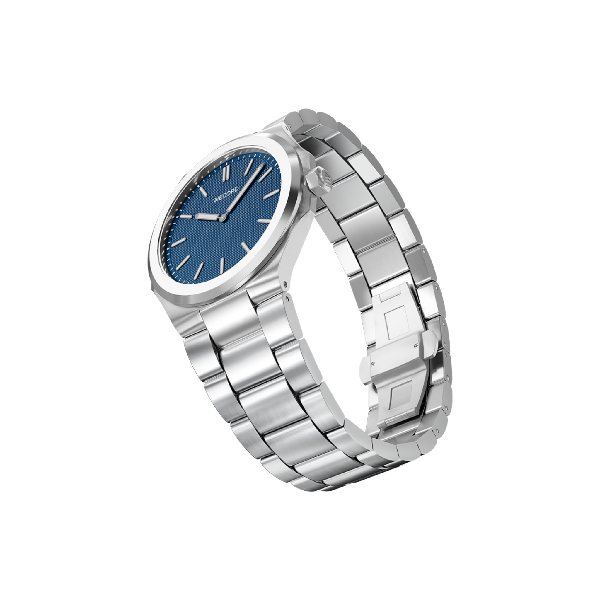Wecord London Oliver Small watch side view in Navy Blue
