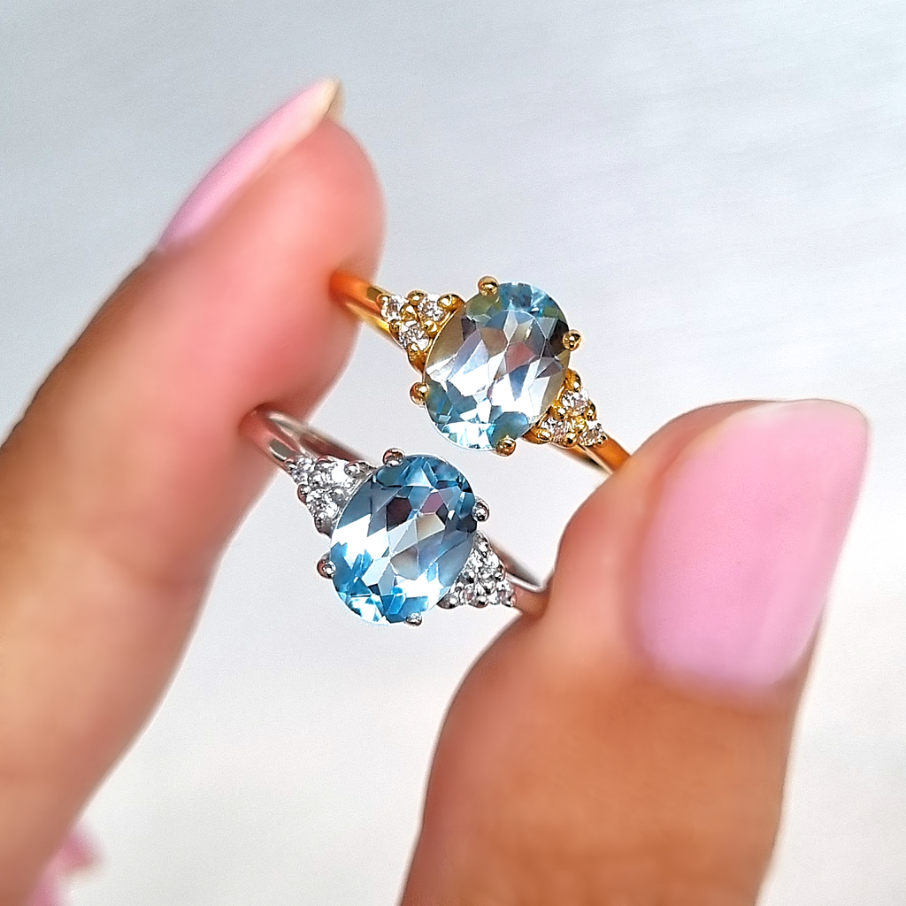 Sky blue topaz rings in sterling silver and 18k gold vermeil group product image
