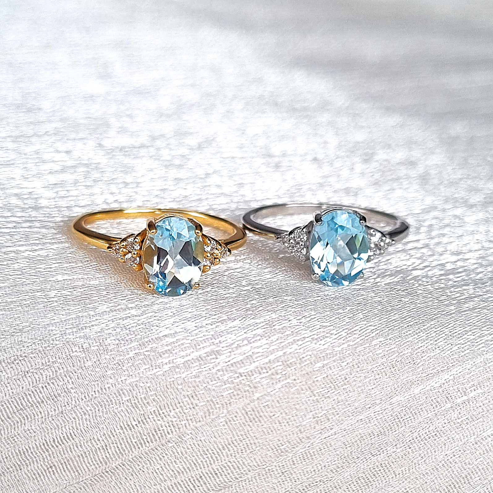 Sky blue topaz rings in sterling silver and 18k gold vermeil group image