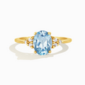 Sky blue topaz ring in 18k gold vermeil on white background