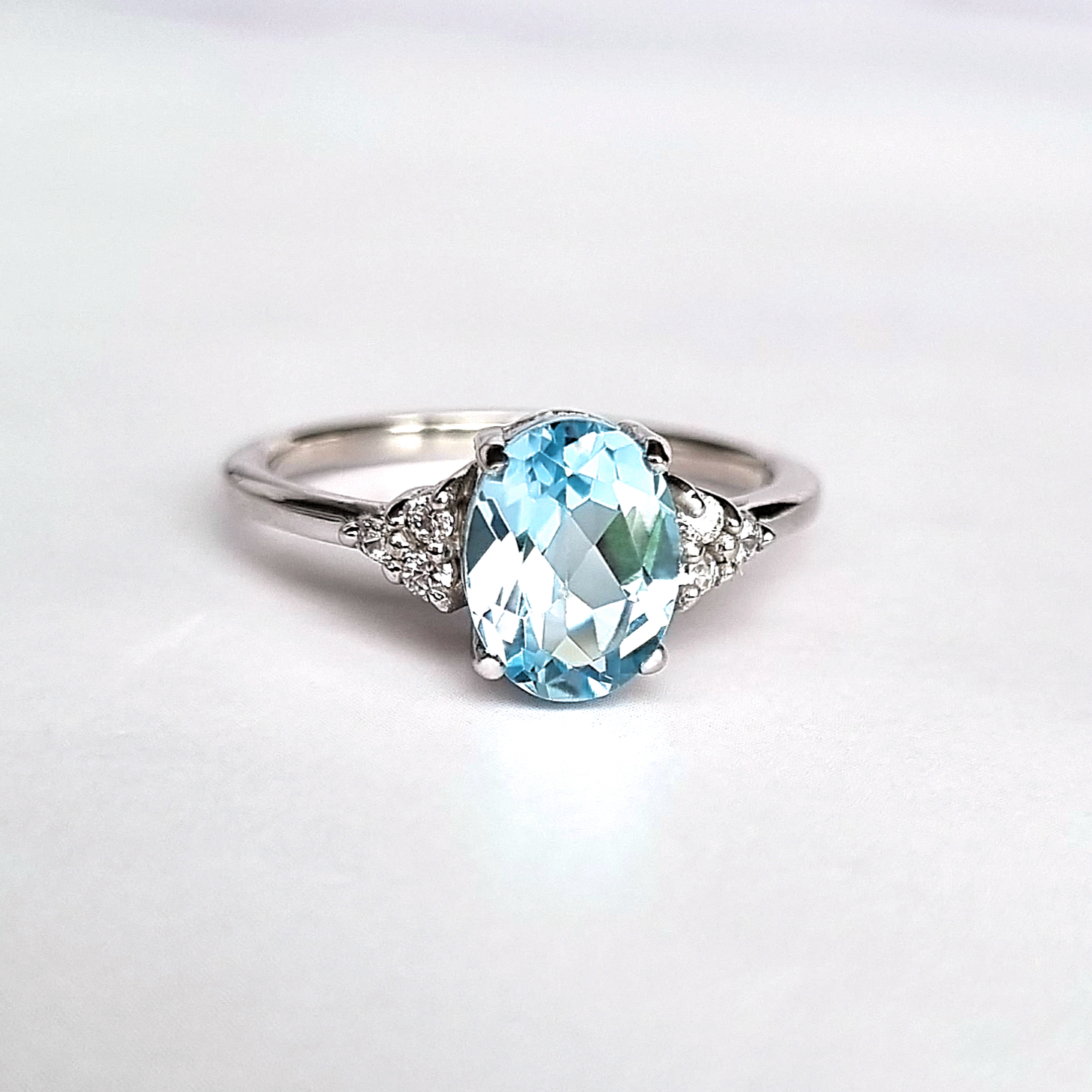Sky blue topaz ring in sterling silver product detail image