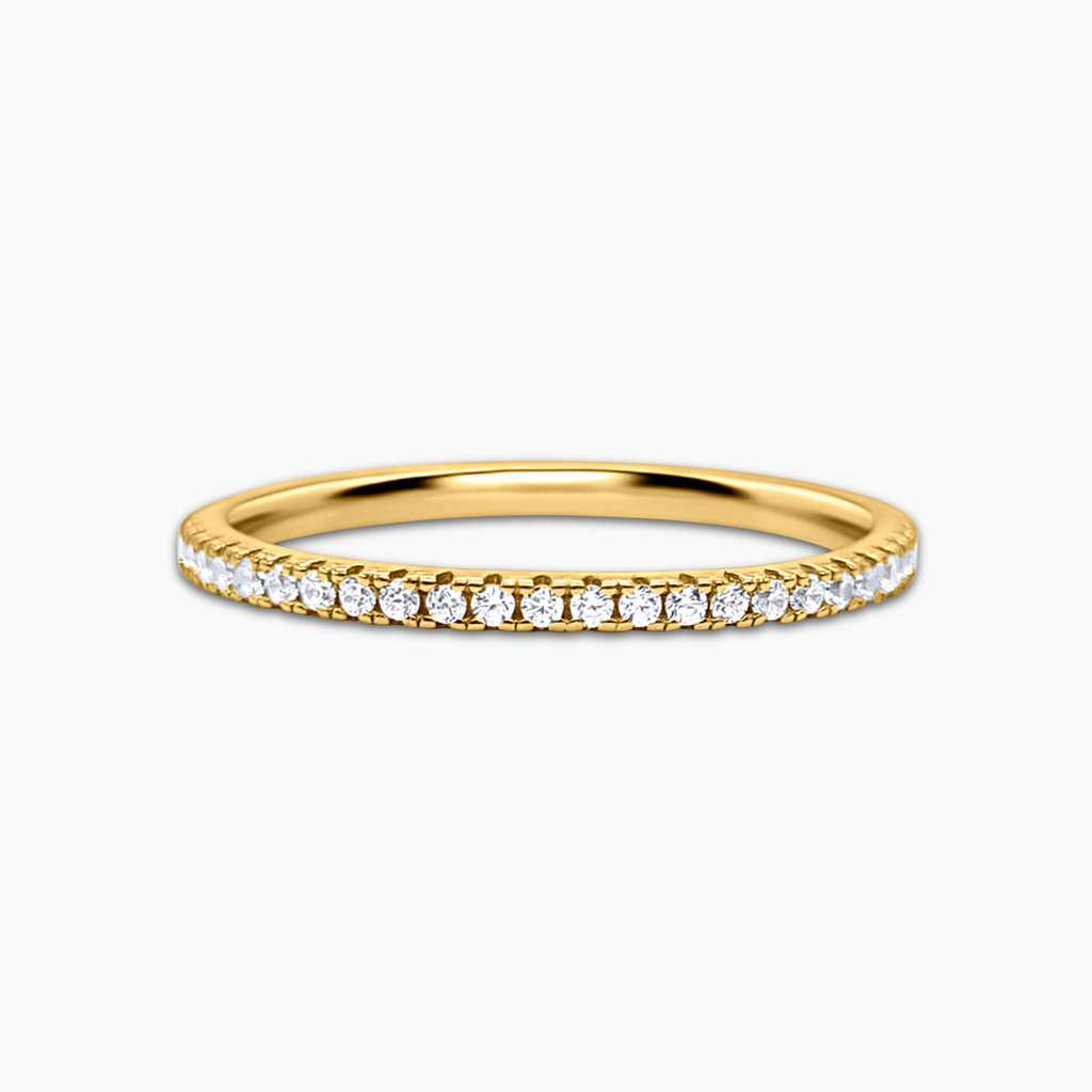 Slim full eternity ring with 1.2mm gold band on white background