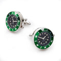 Green working watch cufflinks with quartz movement