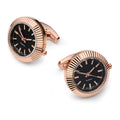 Rose gold working watch cufflinks with quartz movement