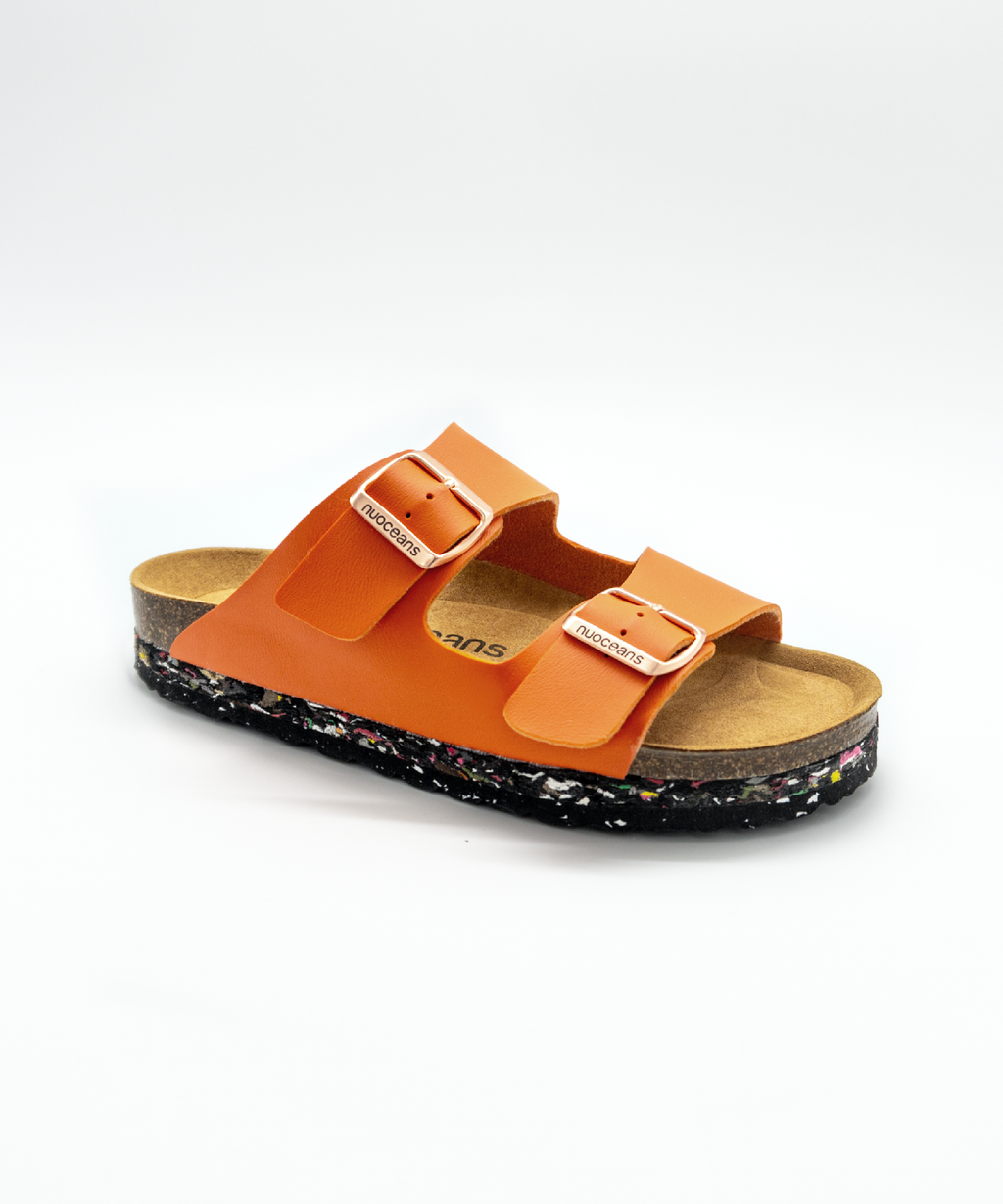 Nuoceans TROPIC orange recycled vegan leather sandal detail image