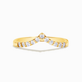 Wishbone curved eternity ring in 18k gold vermeil on white background