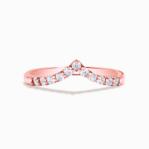 Wishbone curved eternity ring in 18k rose gold vermeil on white background