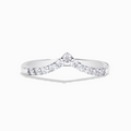Wishbone curved eternity ring in sterling silver on white background