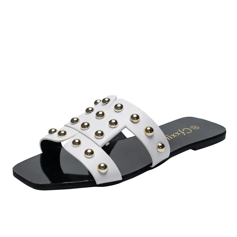 Kenike fashion rivet flat sandals product detail image