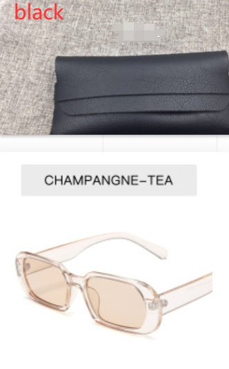 Kenike champagne retro small frame sunglasses with glasses bag variant
