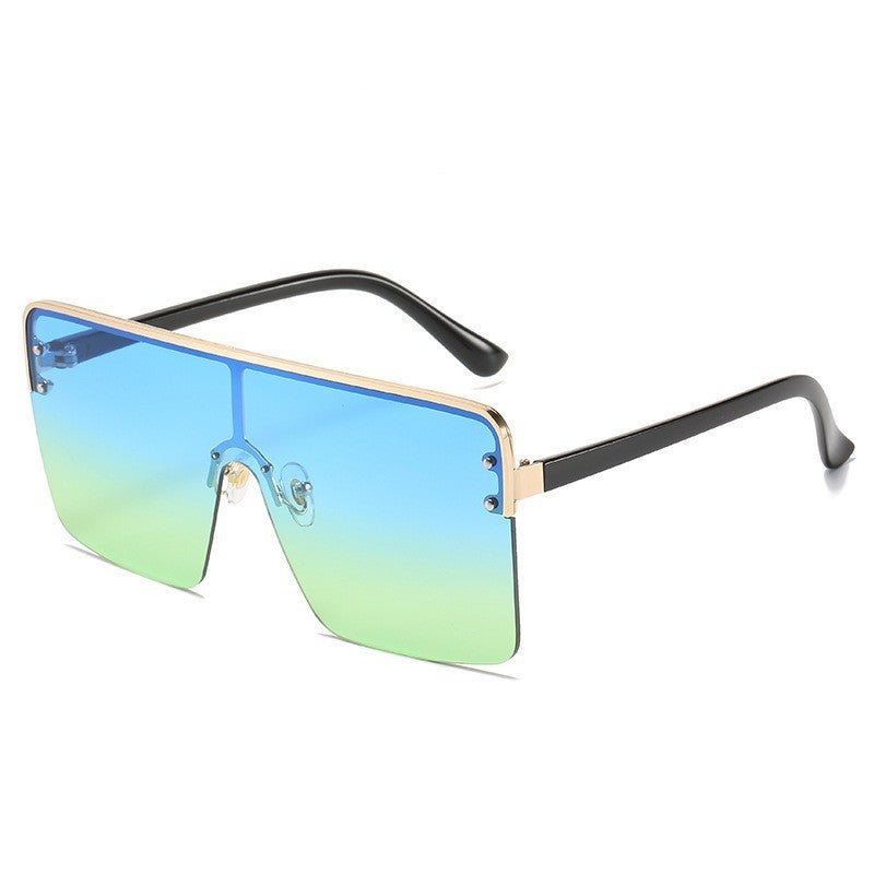 Kenike blue green big frame metal gradient sunglasses variant