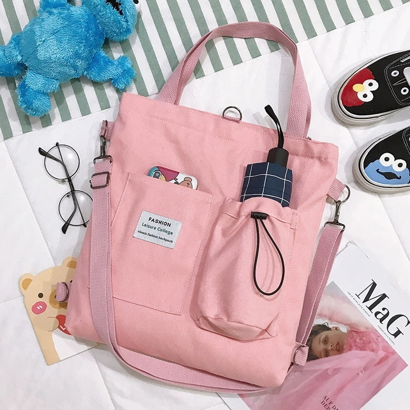 Kenike Harajuku pink canvas student shoulder bag variant