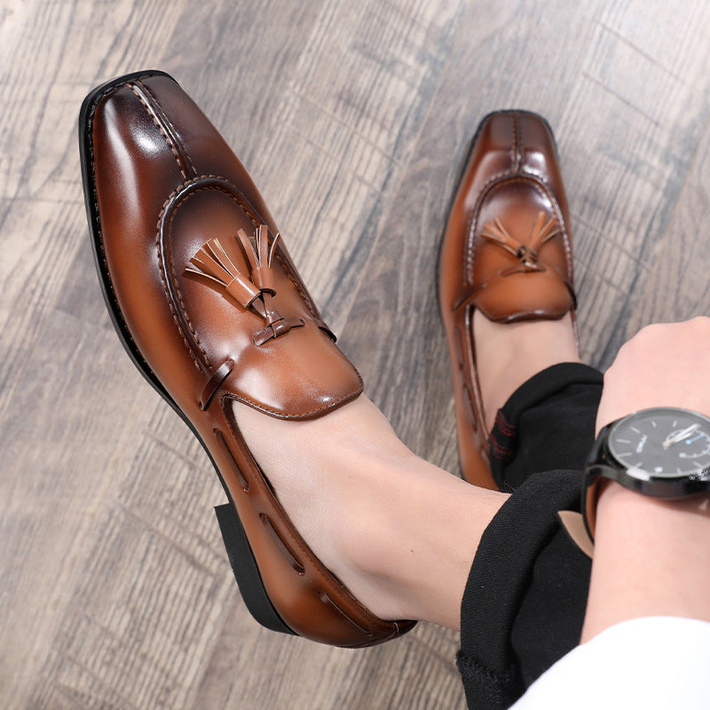 Kenike men's coffee breathable leather shoes variant