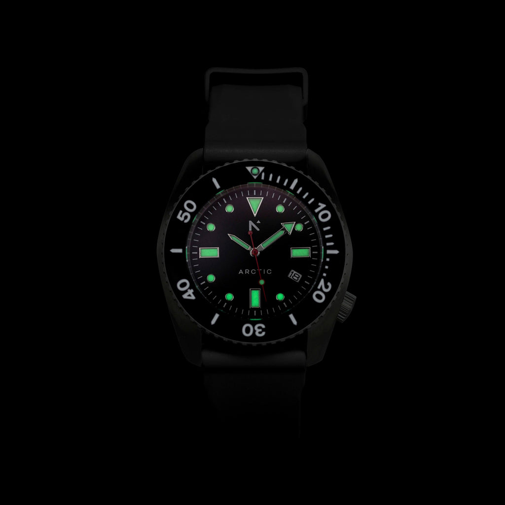 Rotate North Arctic 500m Dive Watch lume detail