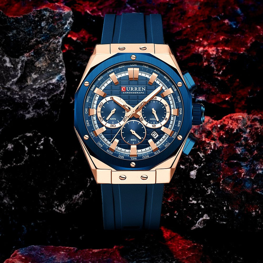 Kenike men's calendar quartz business watch final detail