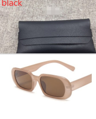 Kenike milk tea retro small frame sunglasses with glasses bag variant