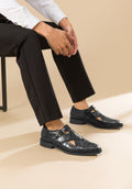 Kenike men's black hollow summer outdoor sandals variant