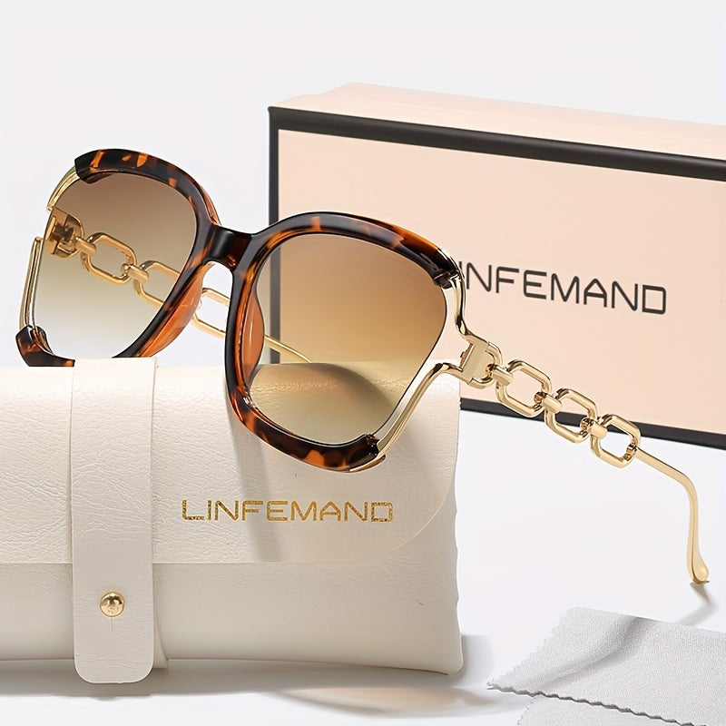 Kenike leopard half frame metal chain fashion glasses variant