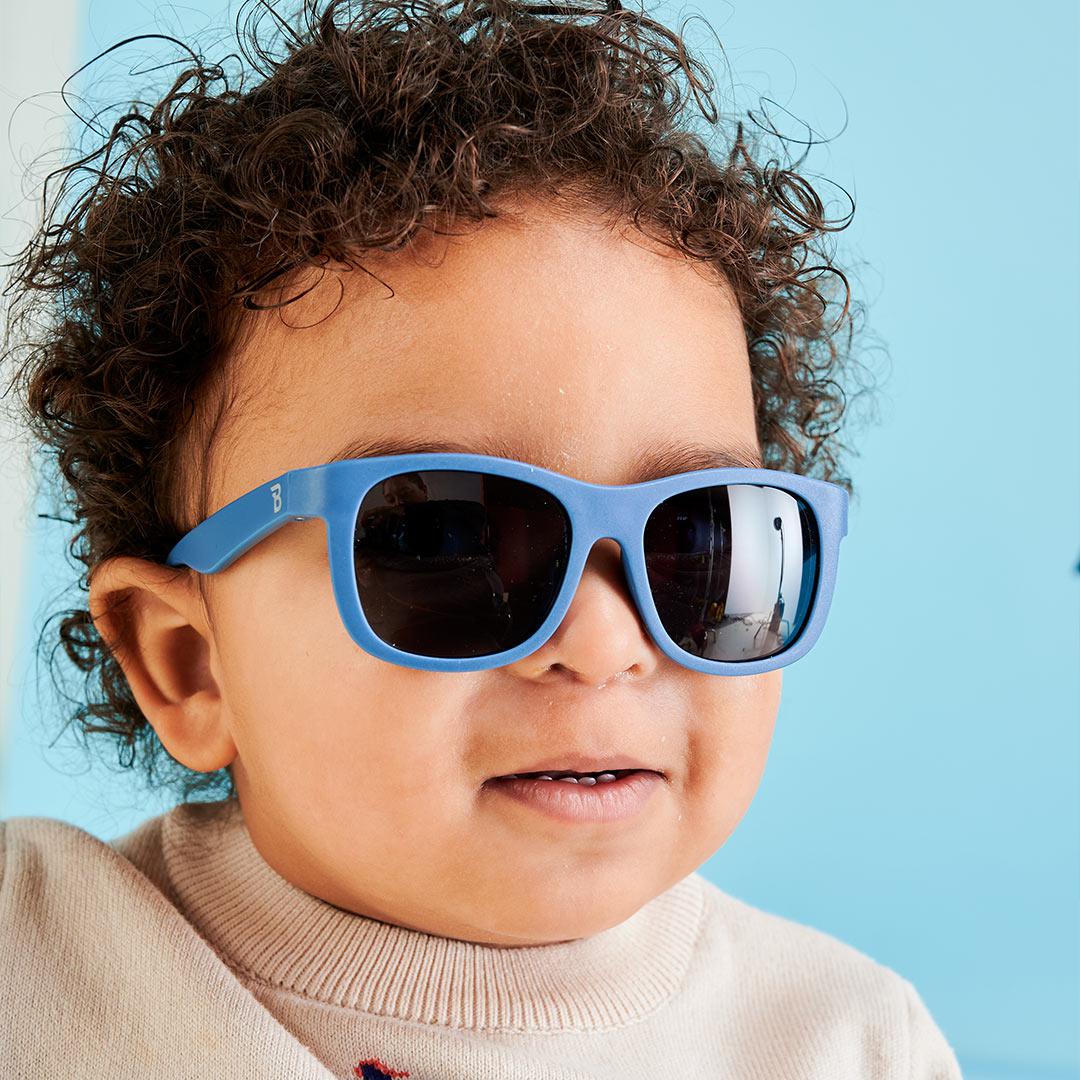 Babiators Eco Original Navigator Pacific Blue close-up lifestyle image