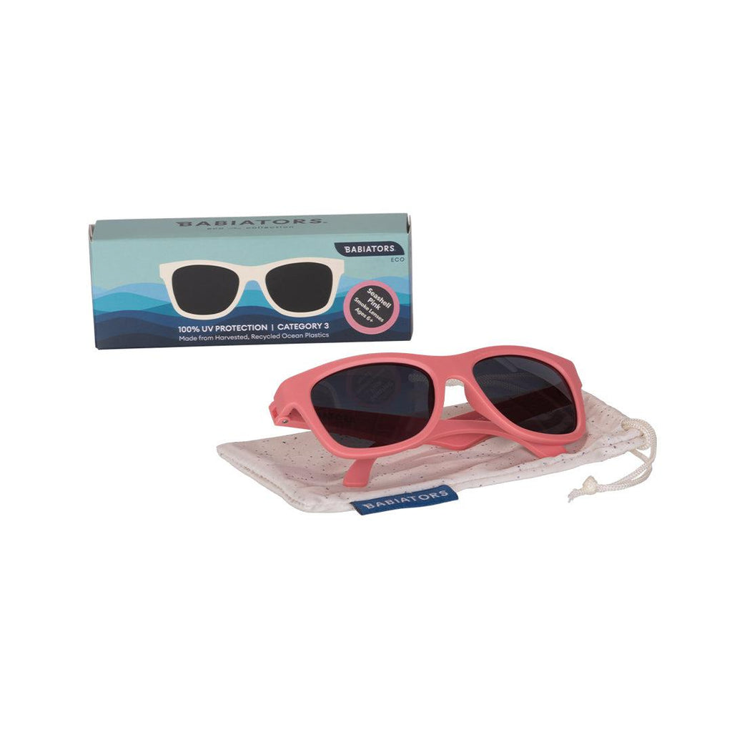 Babiators Eco Original Navigator Seashell Pink kids sunglasses front view