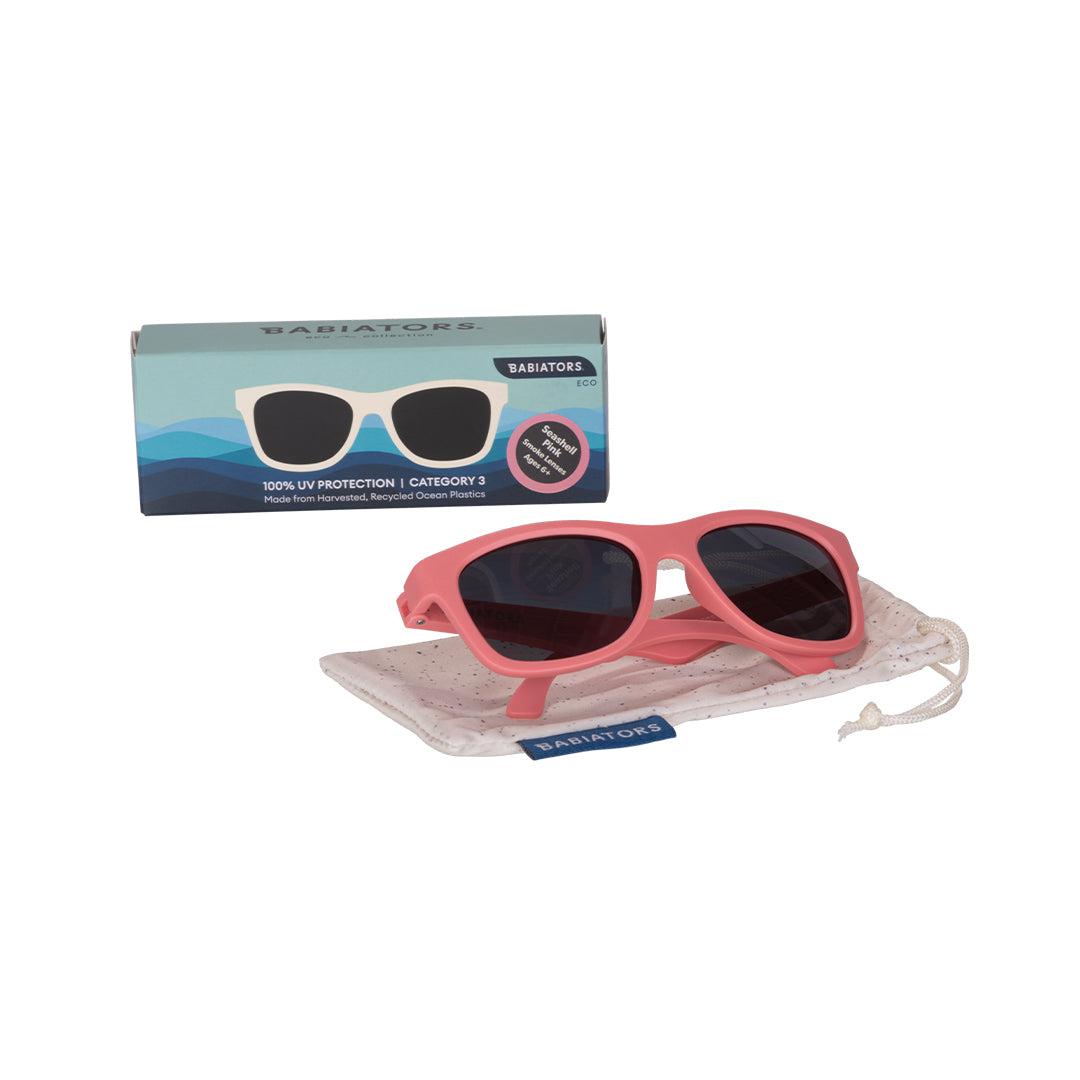 Babiators Eco Original Navigator Seashell Pink kids sunglasses front view
