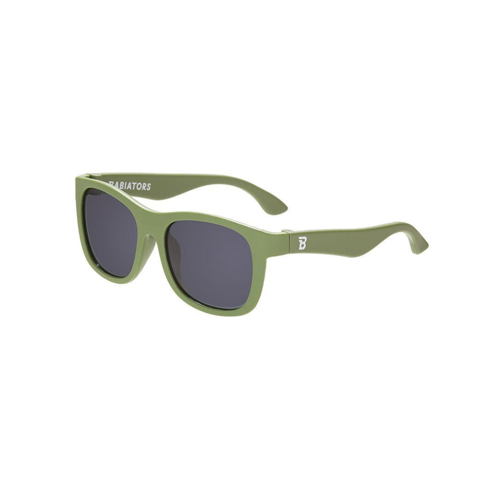 Babiators Eco Original Navigator kids sunglasses in Wild Moss 0-2 years flat lay