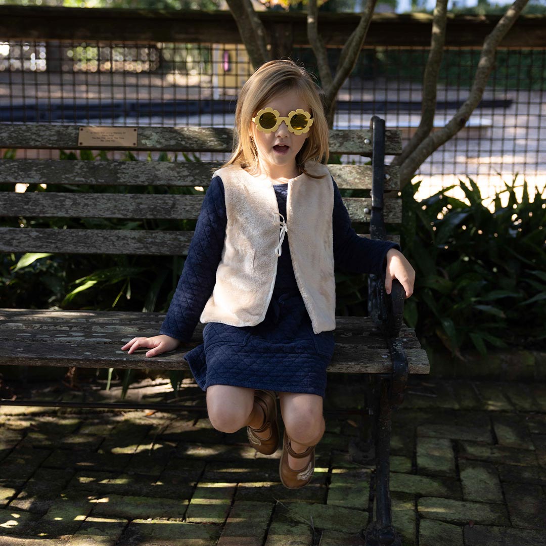Babiators Polarised Flower Sun Ray kids sunglasses worn outdoors
