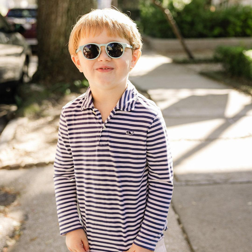Babiators Original Keyhole Mint to Be kids sunglasses worn outdoors
