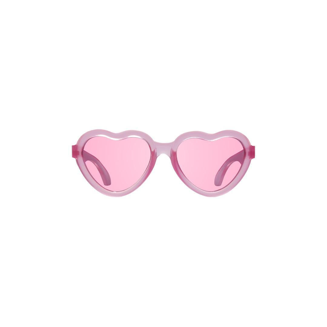Babiators Original Mirrored Heart kids sunglasses in Fuchsia Haze 3-5 years flat lay