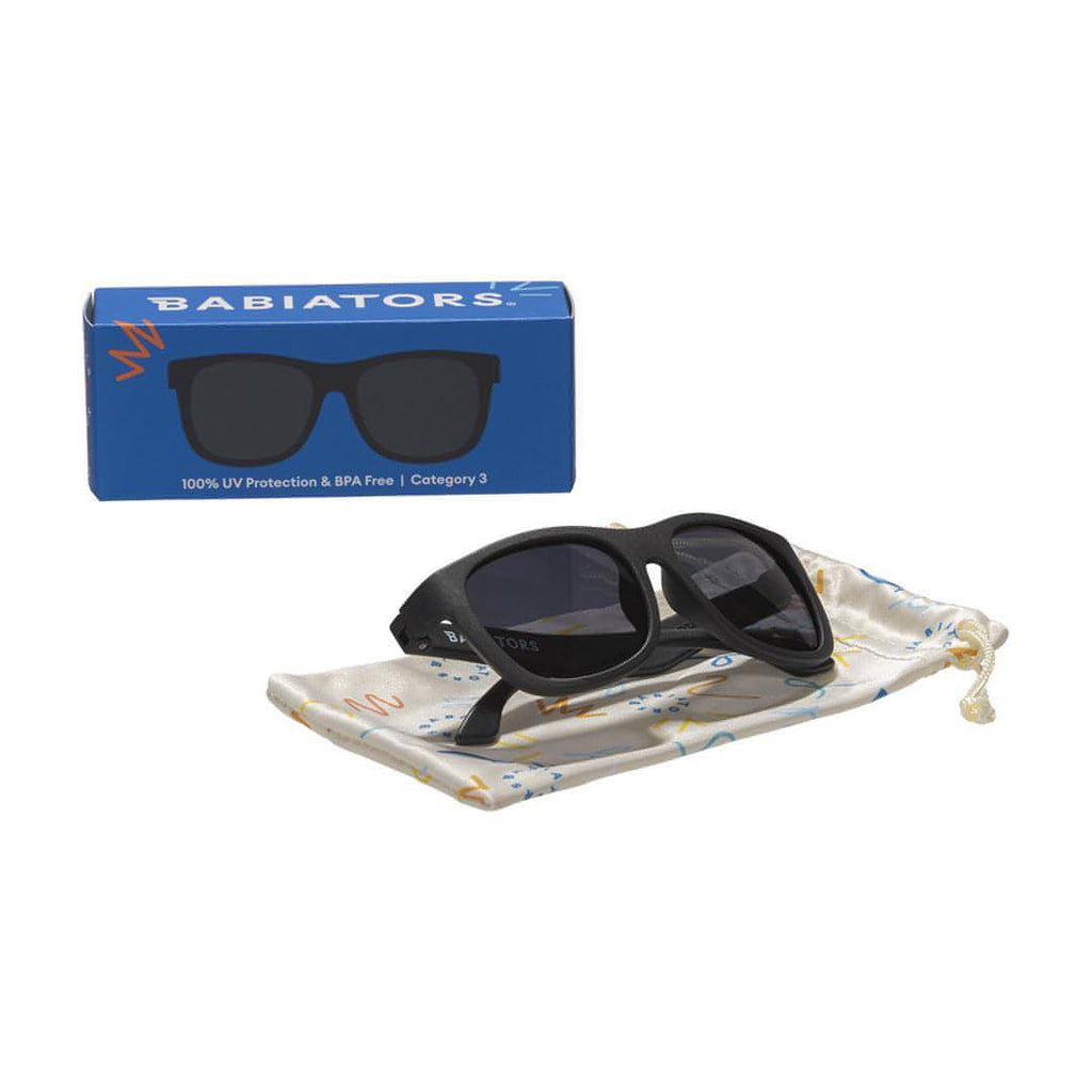 Babiators Original Navigator Jet Black kids sunglasses front view