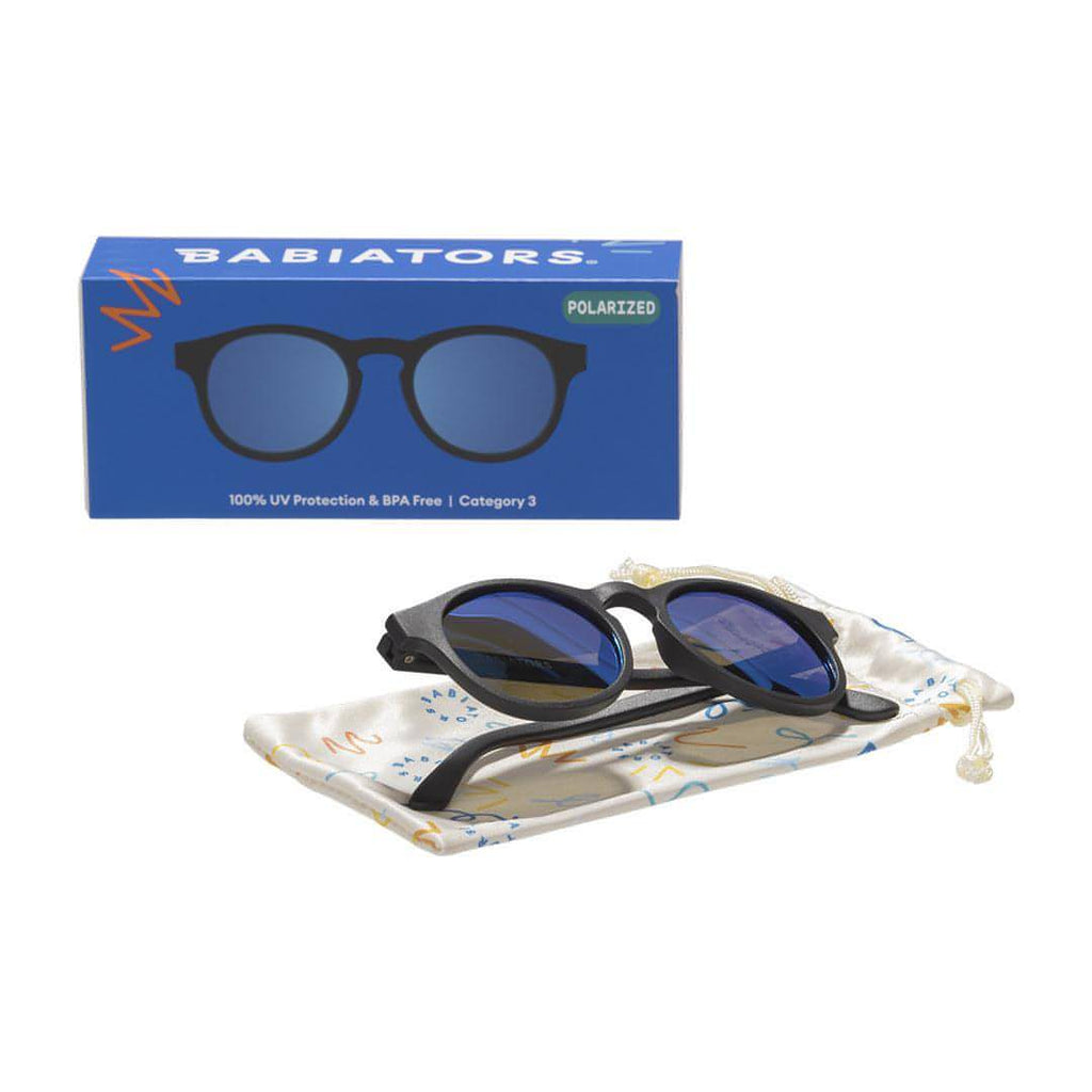 Babiators Polarised Keyhole Jet Black kids sunglasses front view